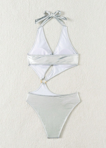 Серебряный летний купальник монокини, слитный SHEIN