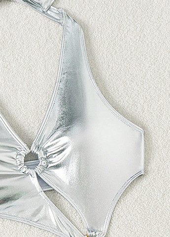 Серебряный летний купальник монокини, слитный SHEIN