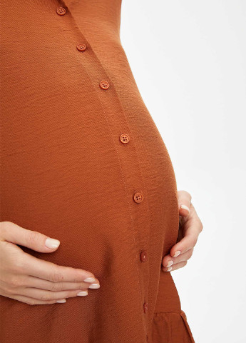 Коричневое кэжуал платье для беременных а-силуэт DeFacto