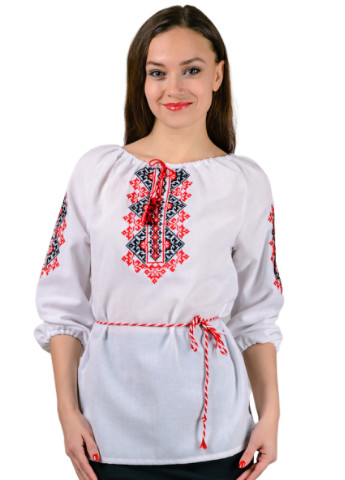 Женская вышиванка Украиночка лен (красная вышивка) Golfstream (254672008)