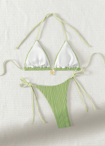 Светло-зеленый летний купальник (лиф, трусики) бикини SHEIN