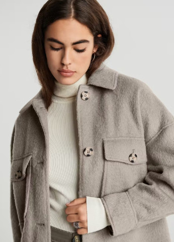 Сіре демісезонне Пальто пальто-сорочка Gina Tricot