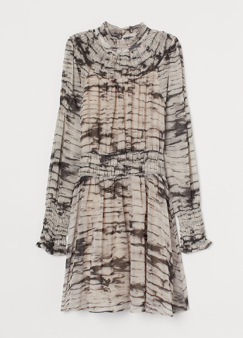 Бежевое кэжуал платье клеш H&M с абстрактным узором