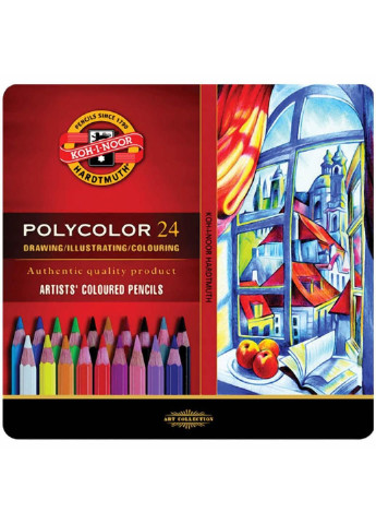Карандаши цветные Polycolor художественные металл. пенал 24 цветов (3824024002PL) Koh-I-Noor (254066605)