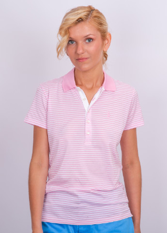Розовая женская футболка-поло Ralph Lauren в полоску