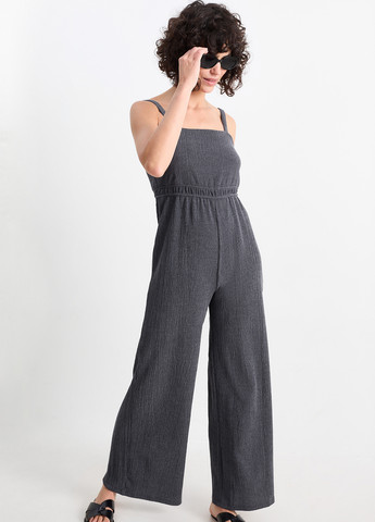 Комбинезон C&A комбинезон-брюки однотонный тёмно-серый кэжуал полиэстер