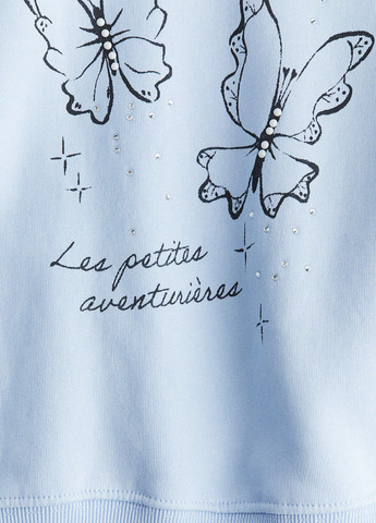 H&M свитшот бабочки светло-голубой кэжуал хлопок, трикотаж с начесом