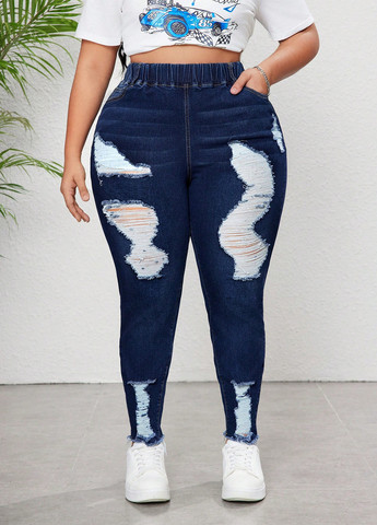 Темно-синие демисезонные джинсы SHEIN