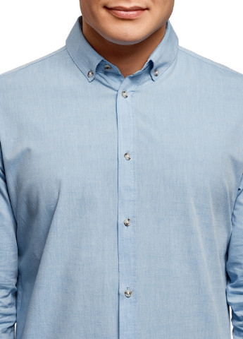 Голубой кэжуал рубашка Oodji с длинным рукавом