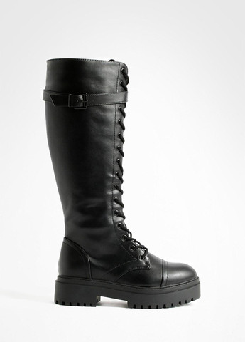 Осенние сапоги Boohoo с пряжкой, со шнуровкой