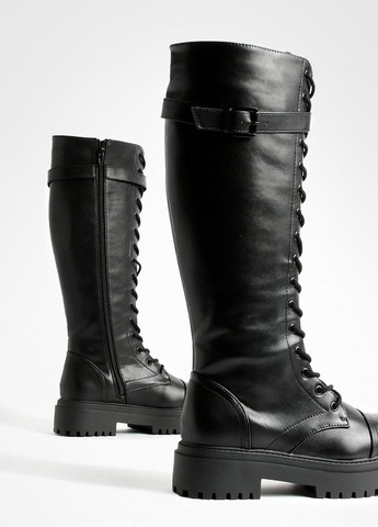 Осенние сапоги Boohoo с пряжкой, со шнуровкой