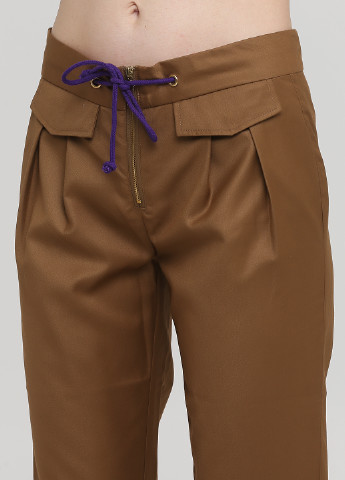 Коричневые нарядные демисезонные зауженные, укороченные брюки Karl Marc John