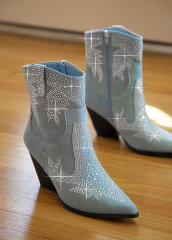 Голубые осенние ботильоны SHEIN