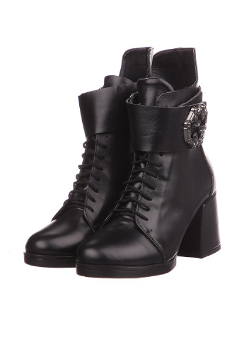 Черные женские ботинки со шнурками с пряжкой