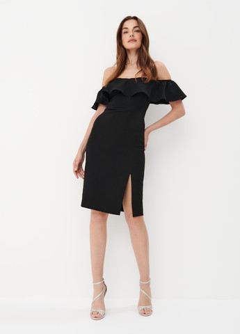 Черное вечернее, кэжуал платье футляр Mohito однотонное