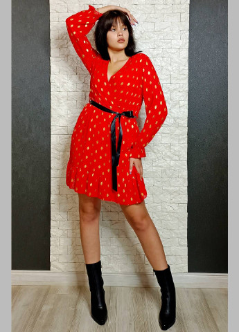 Красное кэжуал платье Milady с абстрактным узором