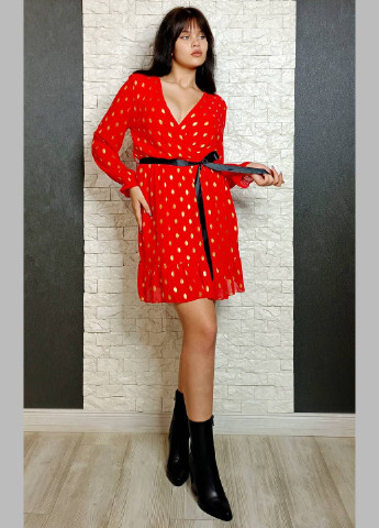 Красное кэжуал платье Milady с абстрактным узором