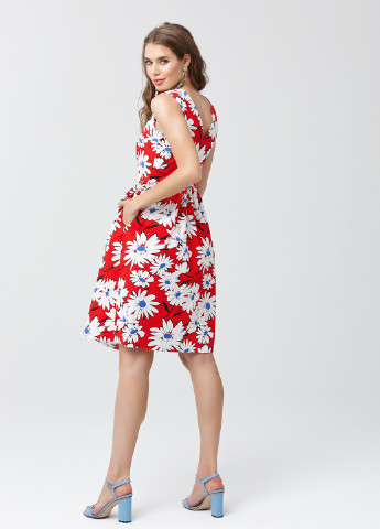 Красное кэжуал платье OKS by Oksana Demchenko с цветочным принтом