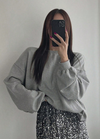 Серый свитшот SHEIN меланж с вырезами (329532777)