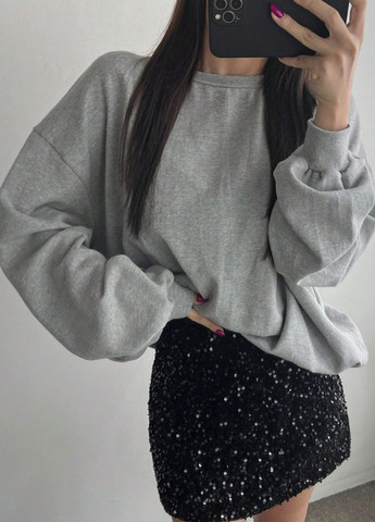 Серый свитшот SHEIN меланж с вырезами (329532777)