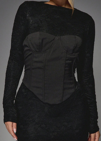 Чорна коктейльна сукня силуетна SHEIN однотонна