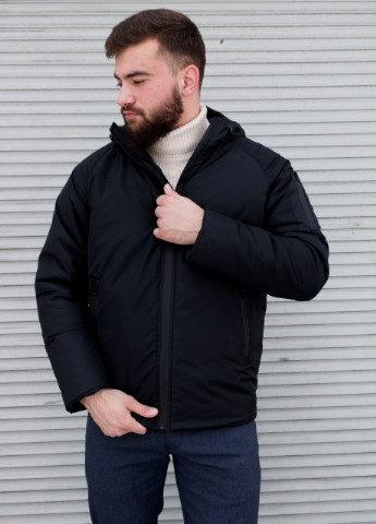Чорна зимня чоловіча зимова куртка з капюшоном Vakko