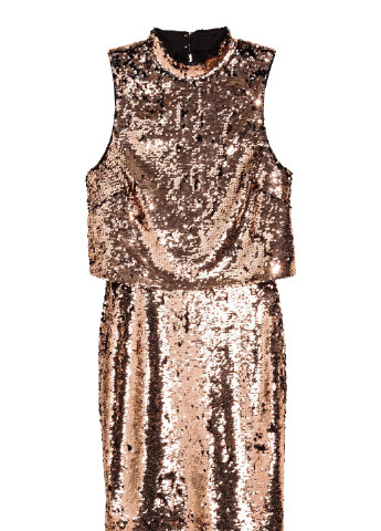 Бронзовое вечернее платье с пайетками H&M однотонное