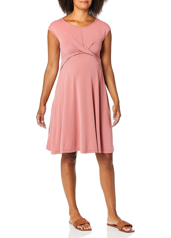 Рожева кежуал сукня для вагітних кльош Ripe однотонна