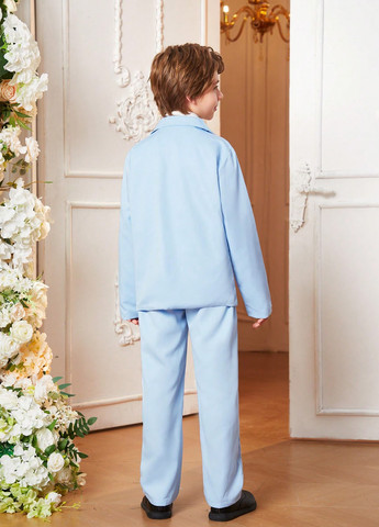 Голубой демисезонный костюм (пиджак, брюки) брючный SHEIN