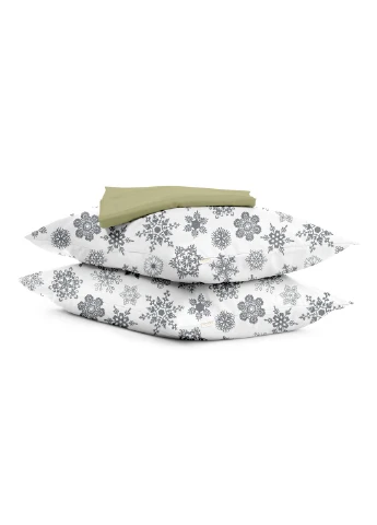 Подростковый комплект RANFORS OLIVE SNOWFLAKES GREY (пододеяльник 160х220 см, простынь 155х240 см, наволочка 50х70 см) Cosas (251413632)