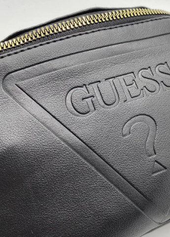 Женская бананка поясная сумка с золотыми надписями на ремне черная Guess (253016839)