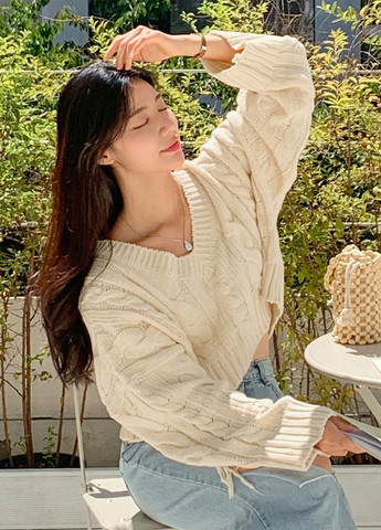 Кремовий демісезонний пуловер пуловер SHEIN