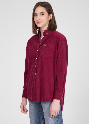 Бордовая кэжуал рубашка с логотипом Tommy Hilfiger