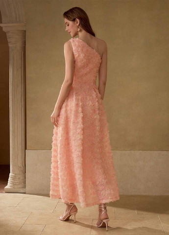 Коралова святковий, коктейльна, вечірня сукня з відкритими плечима SHEIN однотонна