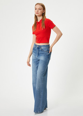 Красная женская футболка-футболка KOTON однотонная