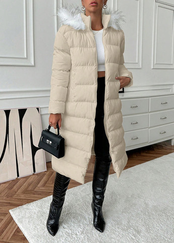 Кремова зимня куртка куртка-пальто SHEIN