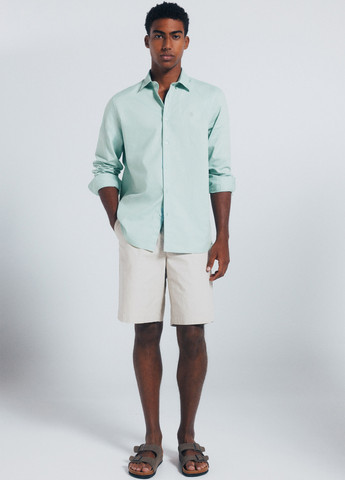 Светло-зеленая классическая, кэжуал рубашка однотонная Springfield