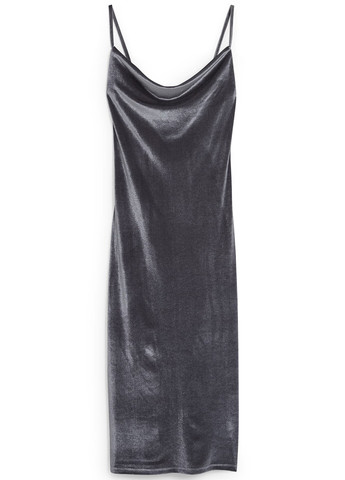 Сіра коктейльна сукня футляр C&A однотонна