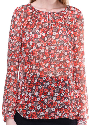 Комбинированная демисезонная блуза роуз шифон оранж цветочек Jet