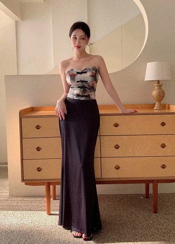 Кавовий літній комплект (топ, спідниця) SHEIN