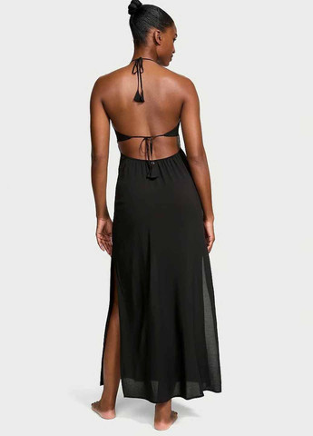 Черное пляжное, кэжуал платье с открытой спиной Victoria's Secret однотонное