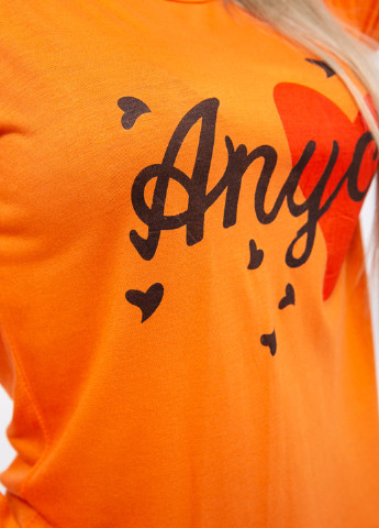 Свитшот Ager - Прямой крой надпись оранжевый кэжуал хлопок, трикотаж - (199978131)