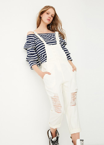 Комбинезон Only комбинезон-брюки однотонный белый кэжуал хлопок