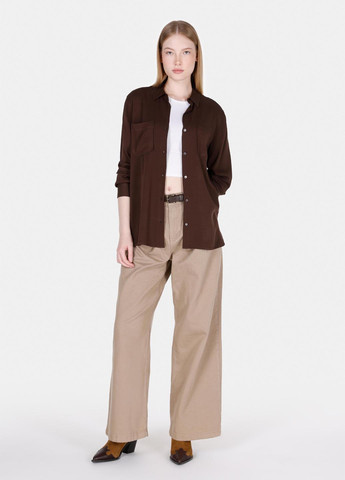 Темно-коричневая кэжуал рубашка однотонная Colin's