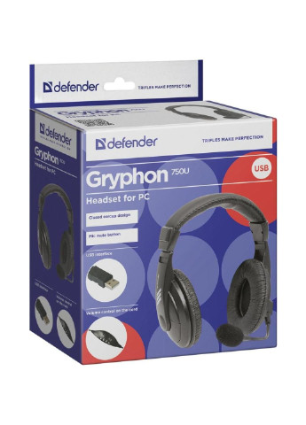 Навушники Gryphon 750U USB (63752) Defender (250308336)