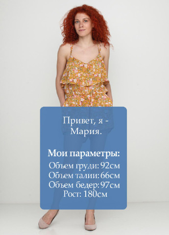 Комбінезон Zhmurchenko Brand комбінезон-шорти квітковий гірчичний кежуал