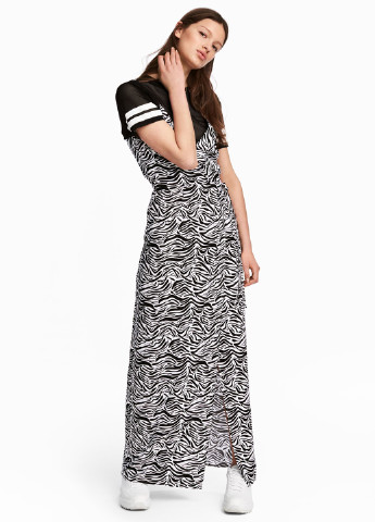 Комбинированное кэжуал платье на запах H&M зебра