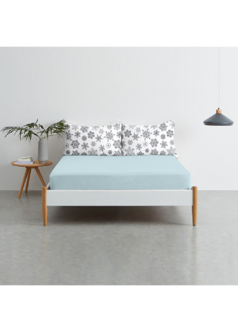 Набор SNOWFLAKES GREY LIGHTBLUE /наволочки 50х70 и простынь 90х200х20/ Cosas (251229576)