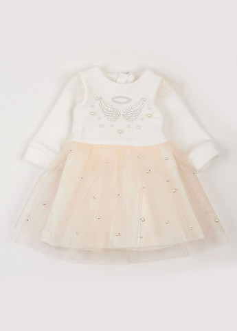 Молочний демісезонний комплект для хрещення (сукня,штани, шапка,пінетки) Ляля