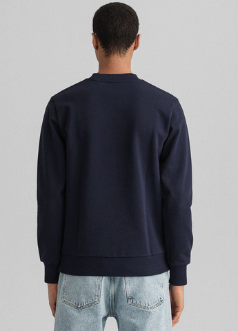 Синий свитшот Gant однотонный вышивка (344509184)